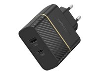 OtterBox Premium - Verkkosovitin - propack - 30 watti(a) - 3 A - PD 3.0, Apple Fast Charge, Fast Charge - 2 lähtöliittimet (24 pin USB-C, USB) - musta 78-80867