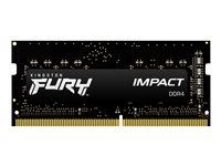 Kingston FURY Impact - DDR4 - moduuli - 8 Gt - SO-DIMM 260-pin - 3200 MHz / PC4-25600 - CL20 - 1.2 V - puskuroimaton - non-ECC - musta KF432S20IB/8