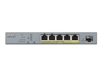 Zyxel GS1350-6HP - Kytkin - smart - 5 x 10/100/1000 (PoE+) + 1 x Gigabit SFP (uplink) - työpöytä - PoE+ (60 W) GS1350-6HP-EU0101F