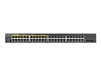 Zyxel GS1900 Series GS1900-48HPv2 - Kytkin - smart - 48 x 10/100/1000 (24 PoE+) + 2 x Gigabit SFP (uplink) - telineeseen asennettava, työpöytä - PoE+ (170 W) GS190048HPV2-EU0101F