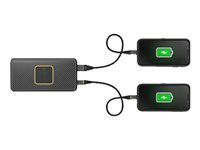 OtterBox - Langaton tehopankki - 10000 mAh - 3 A - QC 2.0, QC 3.0, Apple Fast Charge, Huawei Fast Charge, PD 2.0, PD 3.0, AFC, SFCP, PE 1.1+, PE 2.0+ - 2 lähtöliittimet (24 pin USB-C, USB) - johdossa: USB-C - musta 78-80639