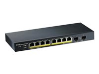Zyxel GS1900-10HP - Kytkin - smart - 8 x 10/100/1000 (PoE+) + 2 x Gigabit SFP - työpöytä, seinään asennettava - PoE+ (77 W) GS1900-10HP-EU0102F