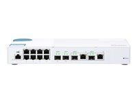 QNAP QSW-M408-2C - Kytkin - Hallinnoitu - 2 x 10 Gigabit SFP+ + 2 x 10 Gigabit SFP+ yhdistelmä + 8 x 10/100/1000 - työpöytä QSW-M408-2C