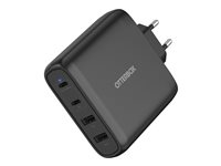 OtterBox Standard - Verkkosovitin - 100 watti(a) - Fast Charge, PD - 4 lähtöliittimet (2 USB-C:tä, 2 x 9 pin USB Type A) - musta - Eurooppa (paitsi Iso-Britannia) 78-81343