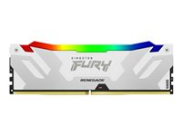 Kingston FURY Renegade RGB - DDR5 - moduuli - 16 Gt - DIMM 288 nastaa - 6400 MHz / PC5-51200 - CL32 - 1.4 V - puskuroimaton - on-die ECC - white & silver KF564C32RWA-16
