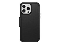 OtterBox Strada Series - Läppäkansi matkapuhelimelle - MagSafe-yhteensopiva - nahka - varjo (musta) malleihin Apple iPhone 15 Pro Max 77-93814