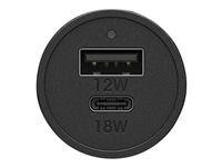 OtterBox Premium - Auton virtasovitin - PD 3.0 - 2 lähtöliittimet (USB, 24 pin USB-C) - musta hohto 78-52545